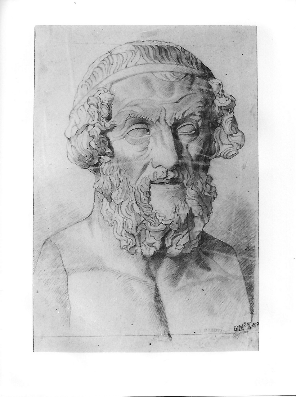 busto maschile (disegno, opera isolata) - produzione coreglina (sec. XIX)