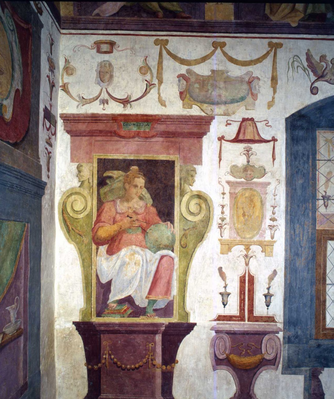 Arti Liberali: Geometria (dipinto murale, complesso decorativo) di Gheri Cosimo (sec. XVI)