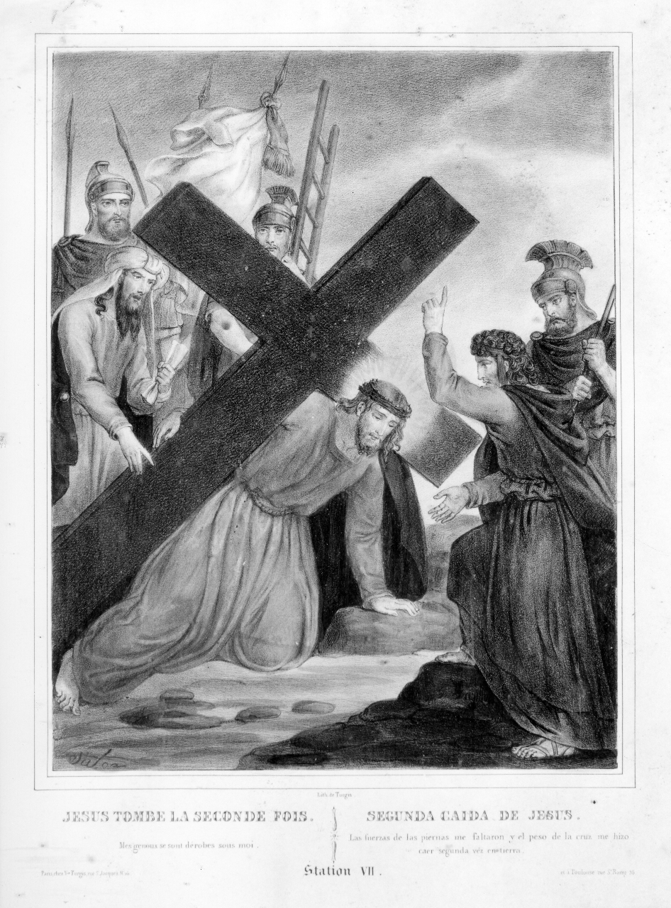 Stazione VII: Gesù cade sotto la croce la seconda volta (stampa, serie) di Victor H (XIX)