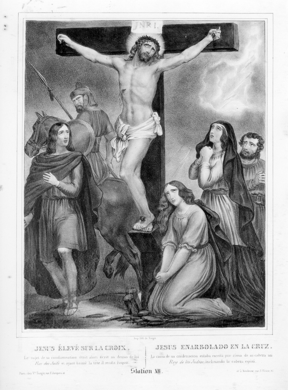 Stazione XII: Gesù innalzato e morto in croce (stampa, serie) di Victor H (XIX)
