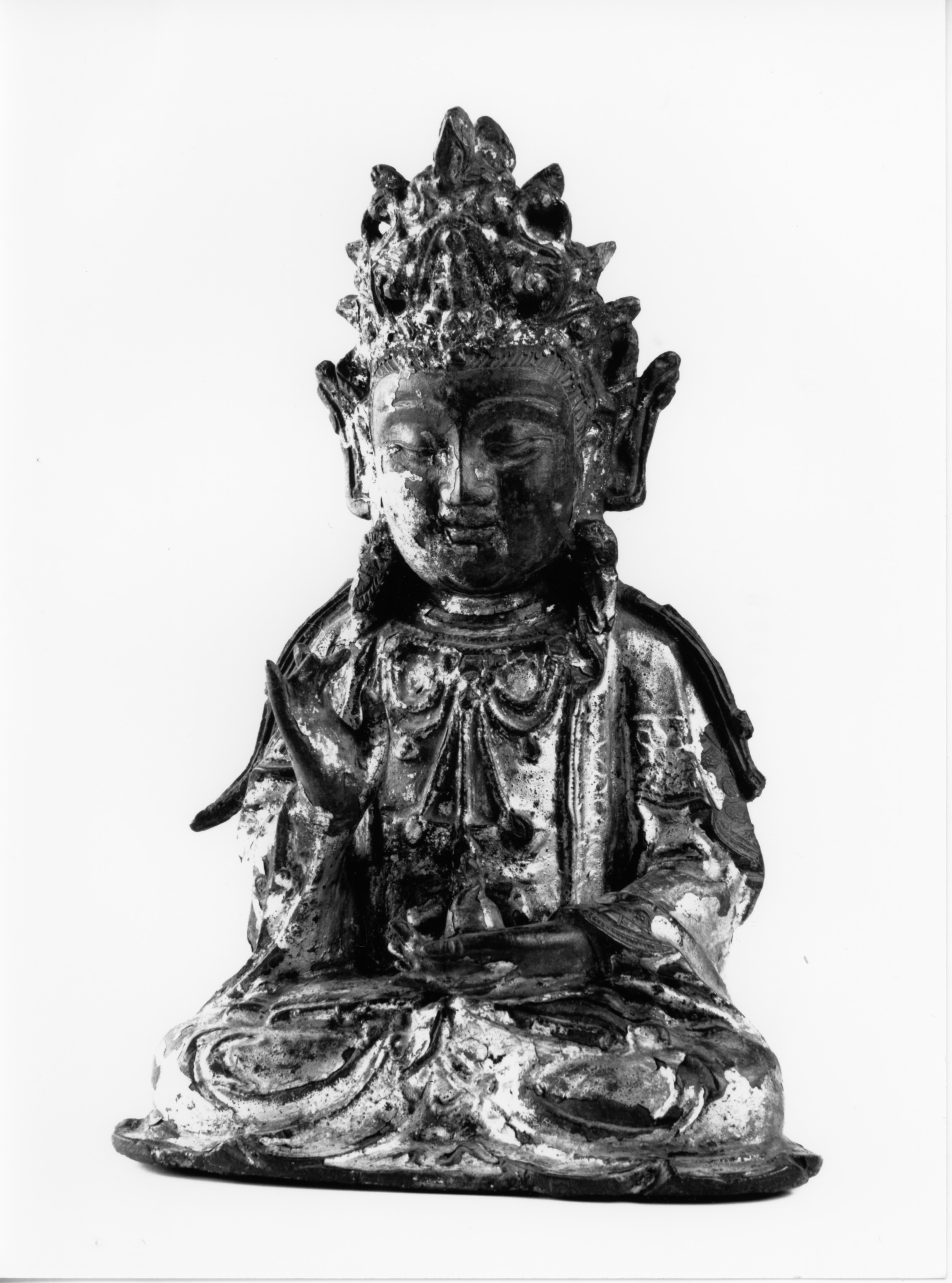 Bodhisattva Guanyin, divinità della misericordia (bronzetto) - ambito cinese (secc. XIV/ XVII)