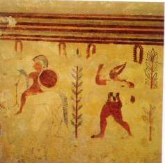 TOMBA DEL PULCINELLA - Secondi Archi (tomba a camera ipogea, area ad uso funerario) - Tarquinia (VT)  (fine VI a.C)