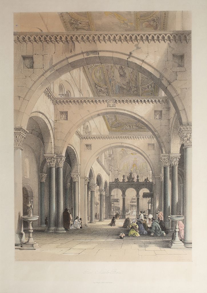 Bari. Basilica di San Nicola - Interno, Bari. Basilica di San Nicola (stampa) di Hallmann Anton, Moore, George Belton (sec. XIX/ XX)