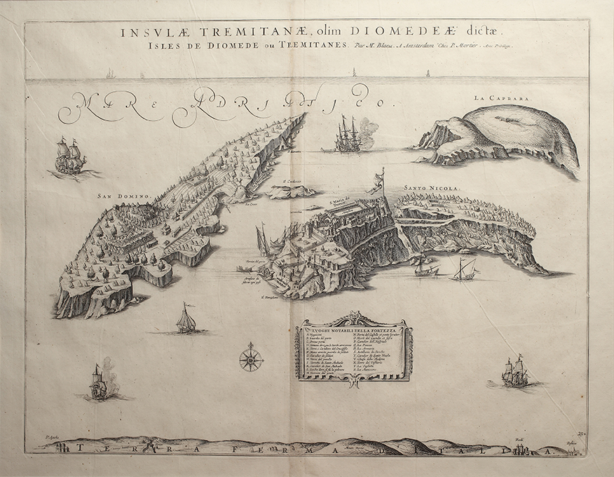 Isole Tremiti. Veduta prospettica (stampa) di Blaeu Joan (secc. XVIII/ XIX)