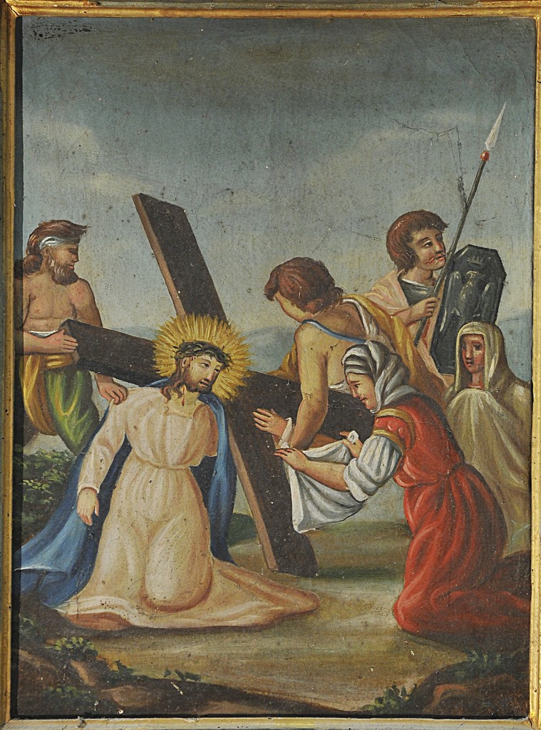 Stazione VI: Gesù asciugato dalla Veronica (stazione della Via Crucis, elemento d'insieme) di Coccia Luigi (attribuito) (sec. XIX)