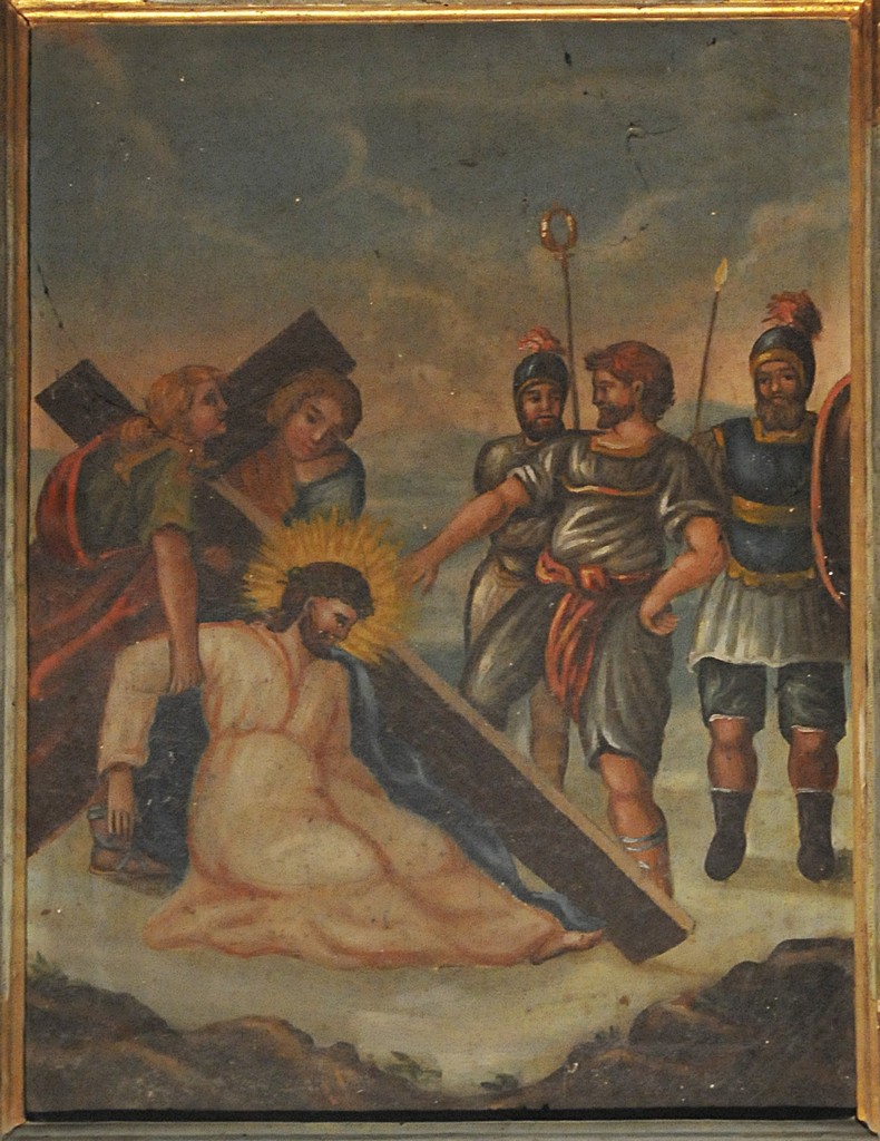 Stazione IX: Gesù cade sotto la croce la terza volta (stazione della Via Crucis, elemento d'insieme) di Coccia Luigi (attribuito) (sec. XIX)