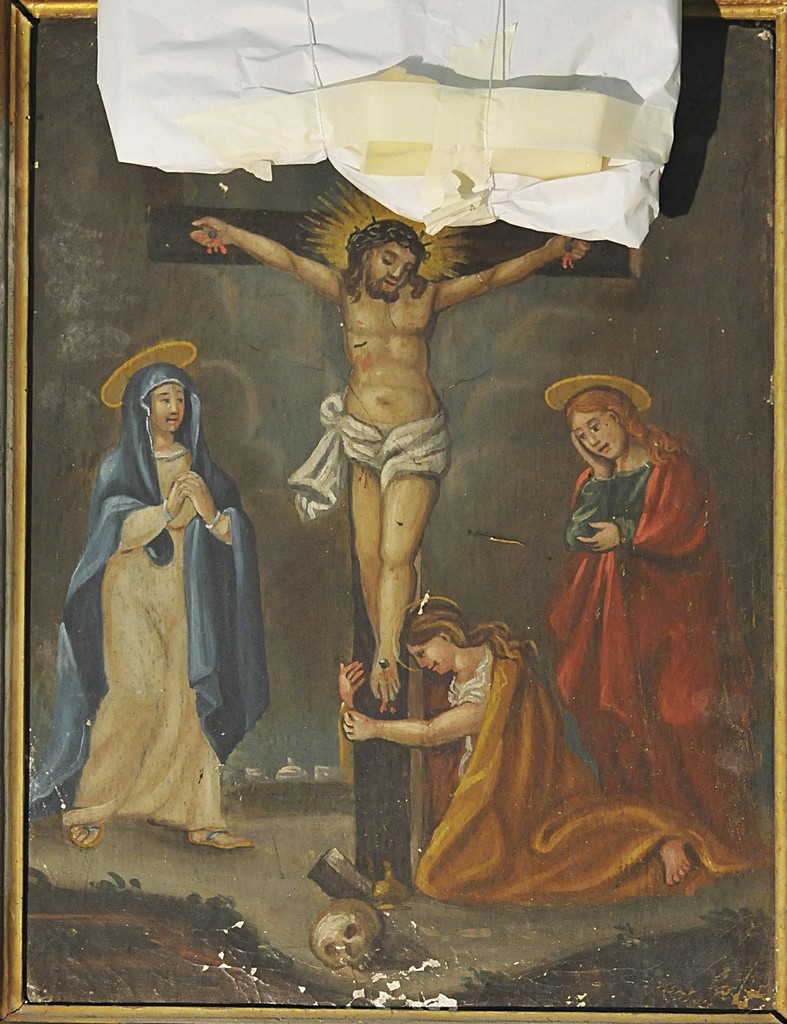 Stazione XII: Gesù innalzato e morto in croce (stazione della Via Crucis, elemento d'insieme) di Coccia Luigi (attribuito) (sec. XIX)