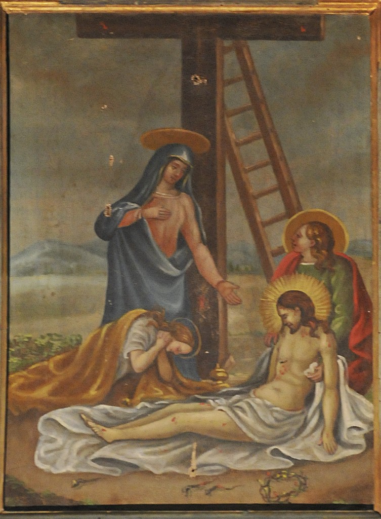 Stazione XIII: Gesù deposto dalla croce (stazione della Via Crucis, elemento d'insieme) di Coccia Luigi (attribuito) (sec. XIX)