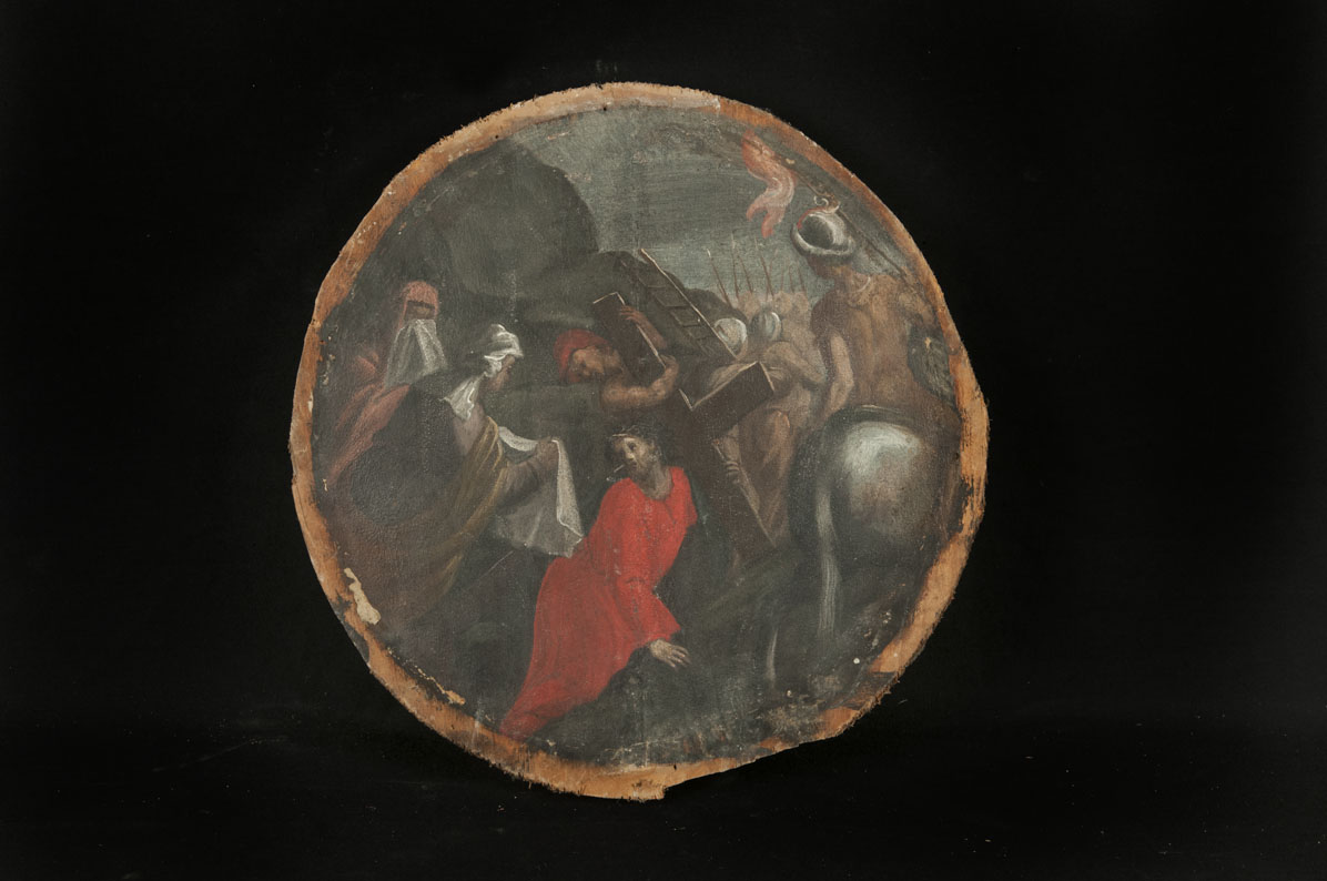 quarto mistero doloroso: salita di Cristo al monte Calvario (dipinto, elemento d'insieme) - ambito umbro (prima metà XVII)