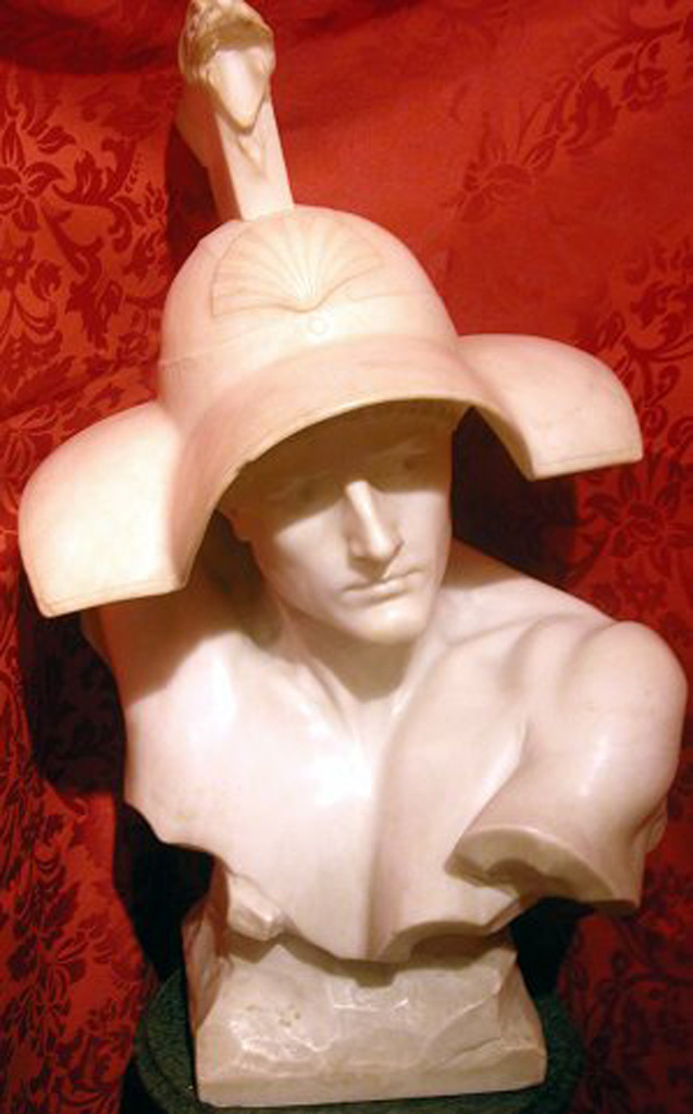 Busto virile con cimiero, busto maschile (busto, opera isolata) di Pugi Guglielmo (secc. XIX/ XX)