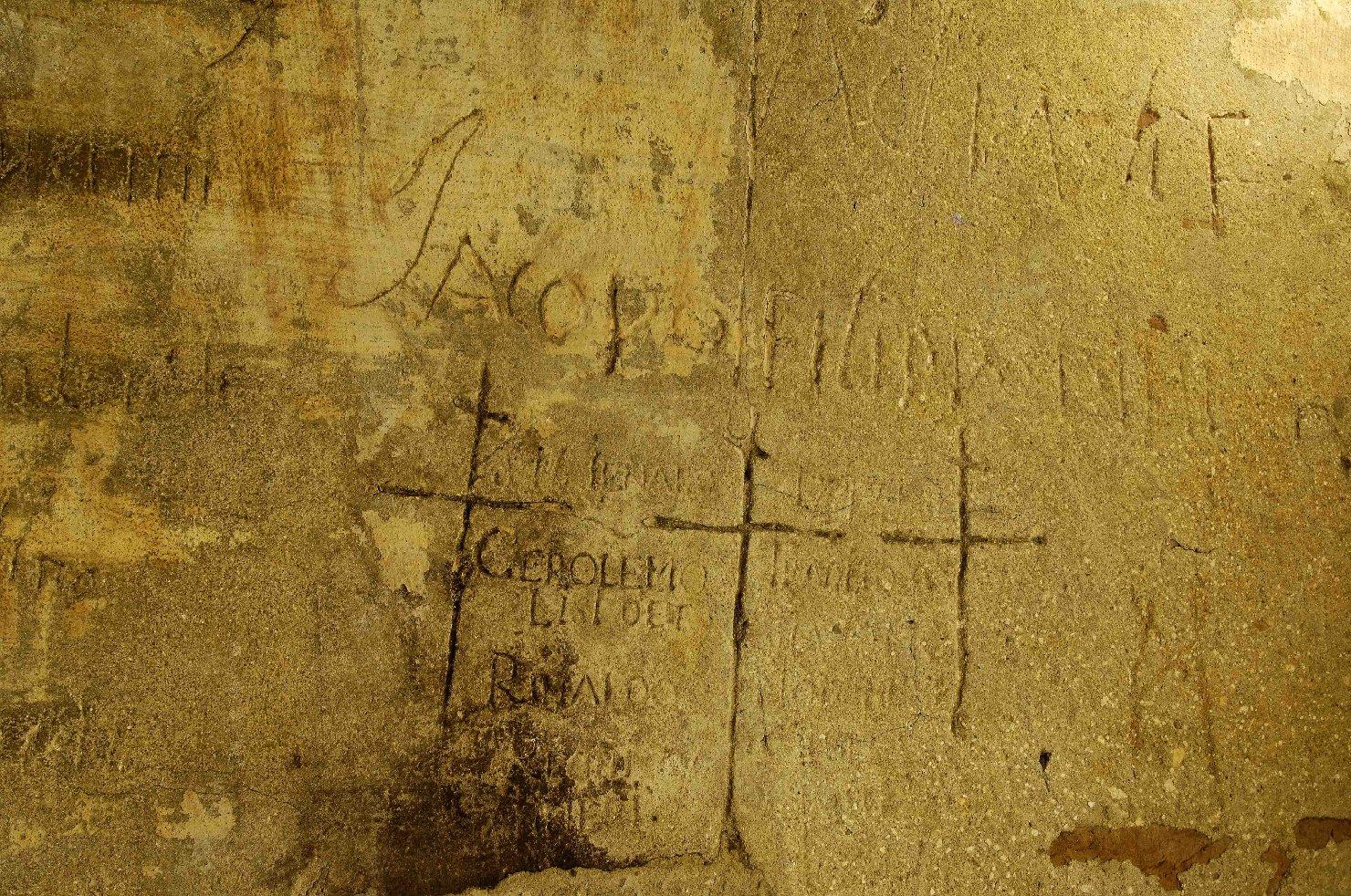 decorazione a graffito - ambito toscano (ultimo quarto sec. XVII, sec. XVIII)