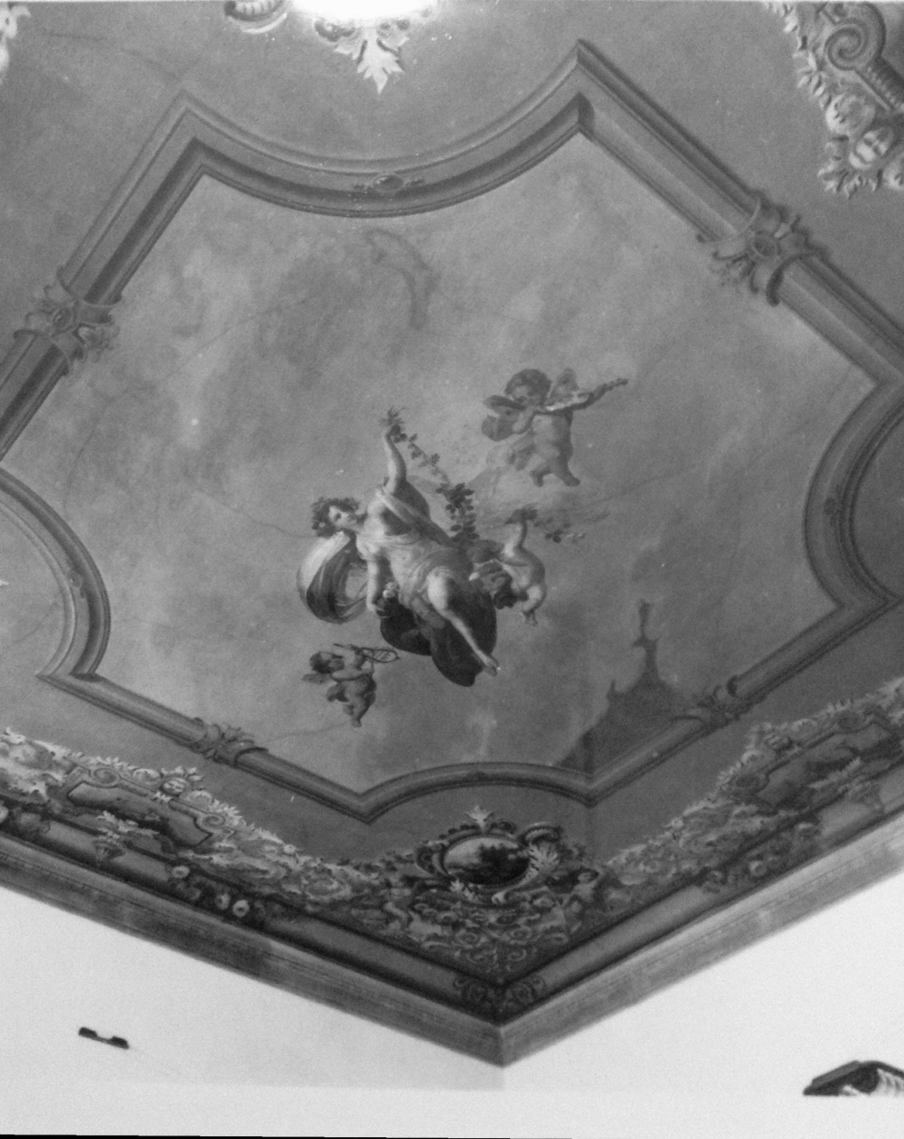 figura femminile con angeli (soffitto dipinto, opera isolata) - manifattura toscana (seconda metà XIX)