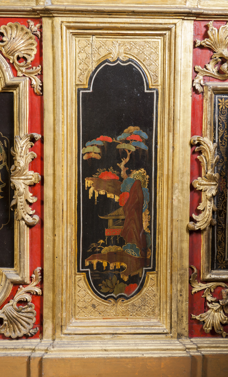 paesaggio con fiume (pannello dipinto, elemento d'insieme) di Juvarra Filippo, Massa Pietro (secondo quarto sec. XVIII)