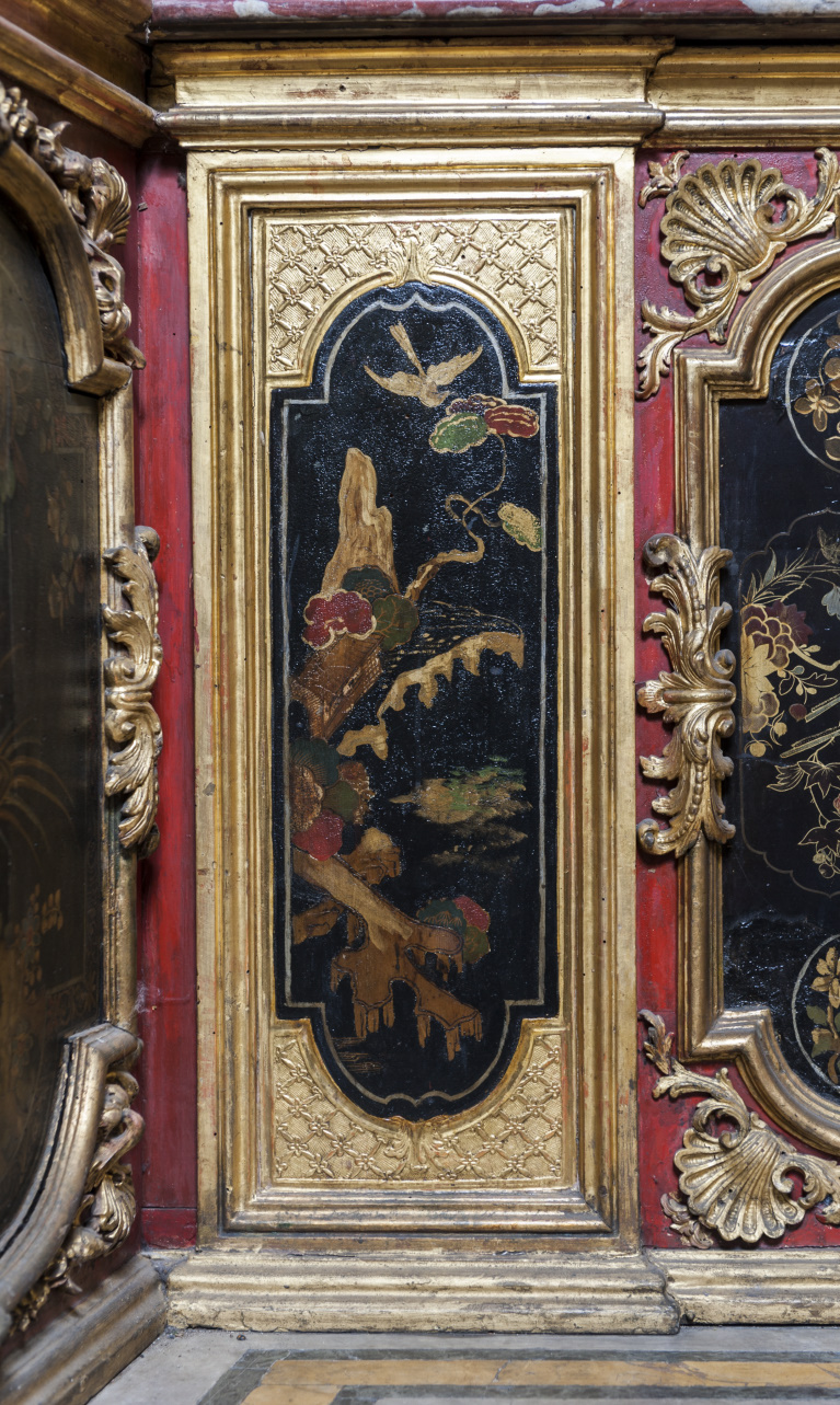 paesaggio con uccelli (pannello dipinto, elemento d'insieme) di Juvarra Filippo, Massa Pietro (secondo quarto sec. XVIII)