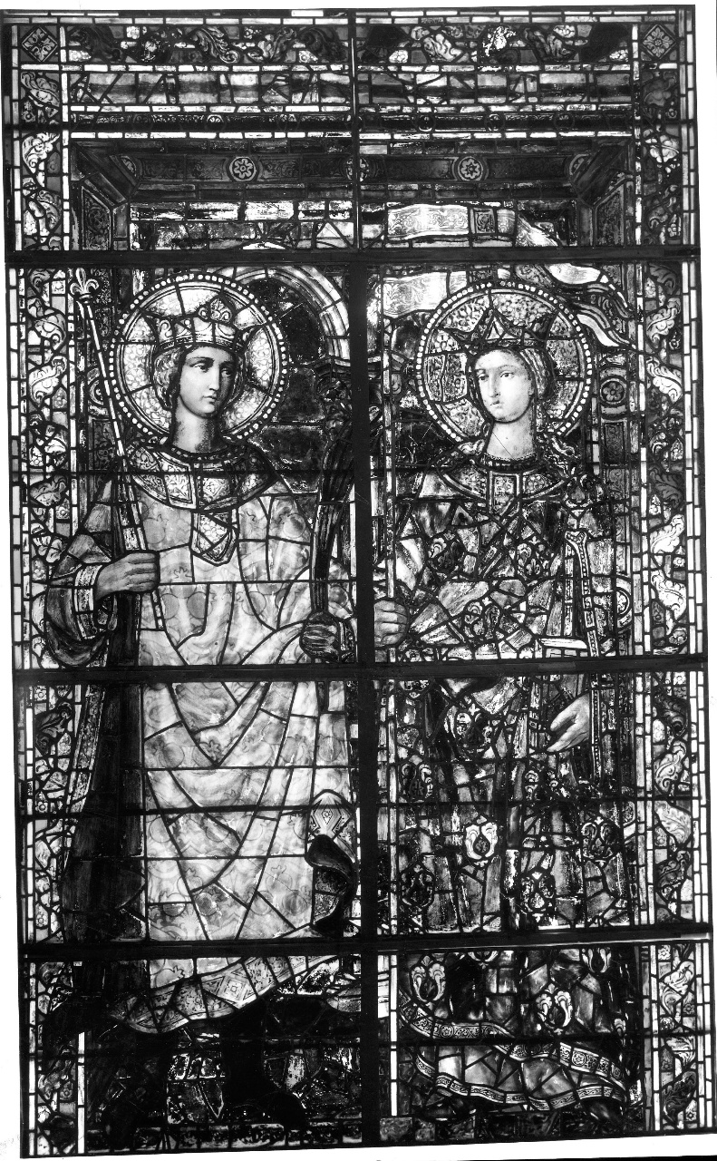 San Barnaba apostolo/ San Miniato/ Santa Reparata (vetrata) di Ghiberti Lorenzo (attribuito), Bernardo di Francesco (attribuito) (sec. XV)