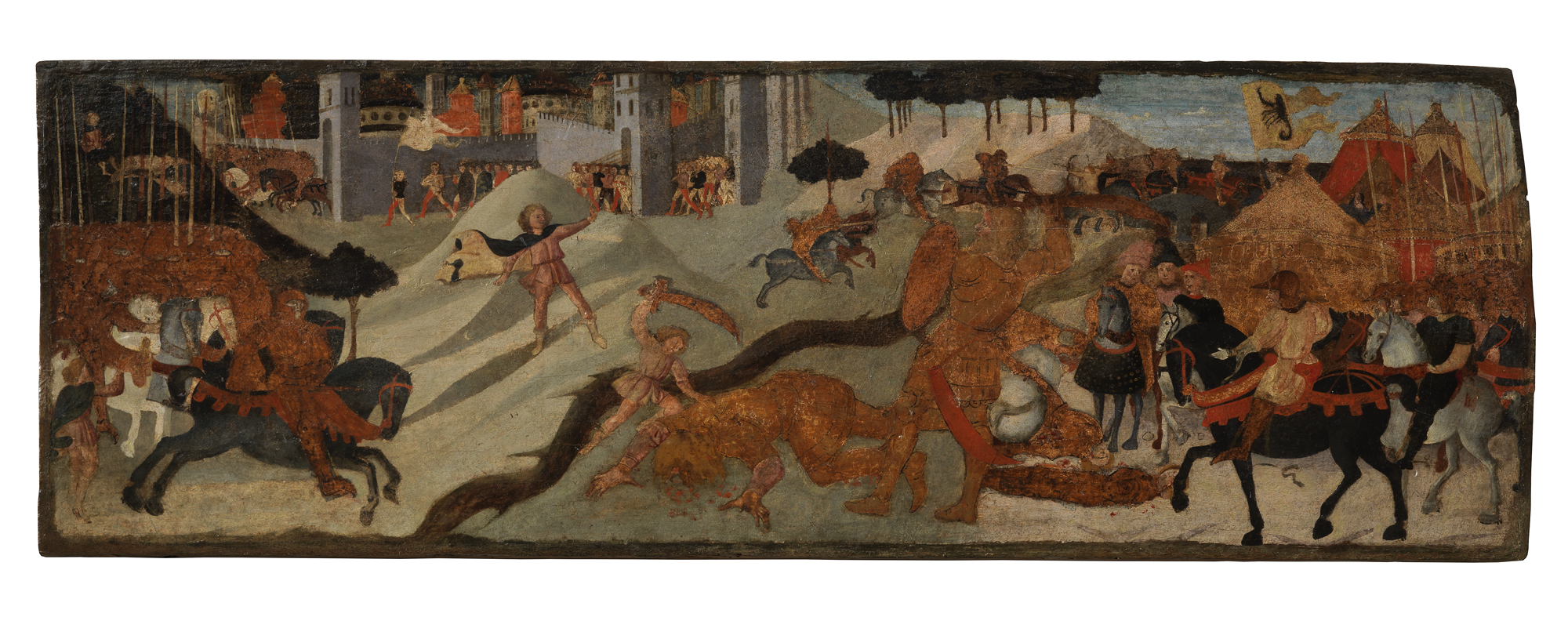 David uccide Golia (fronte di cassone dipinto) - ambito fiorentino (metà sec. XV)