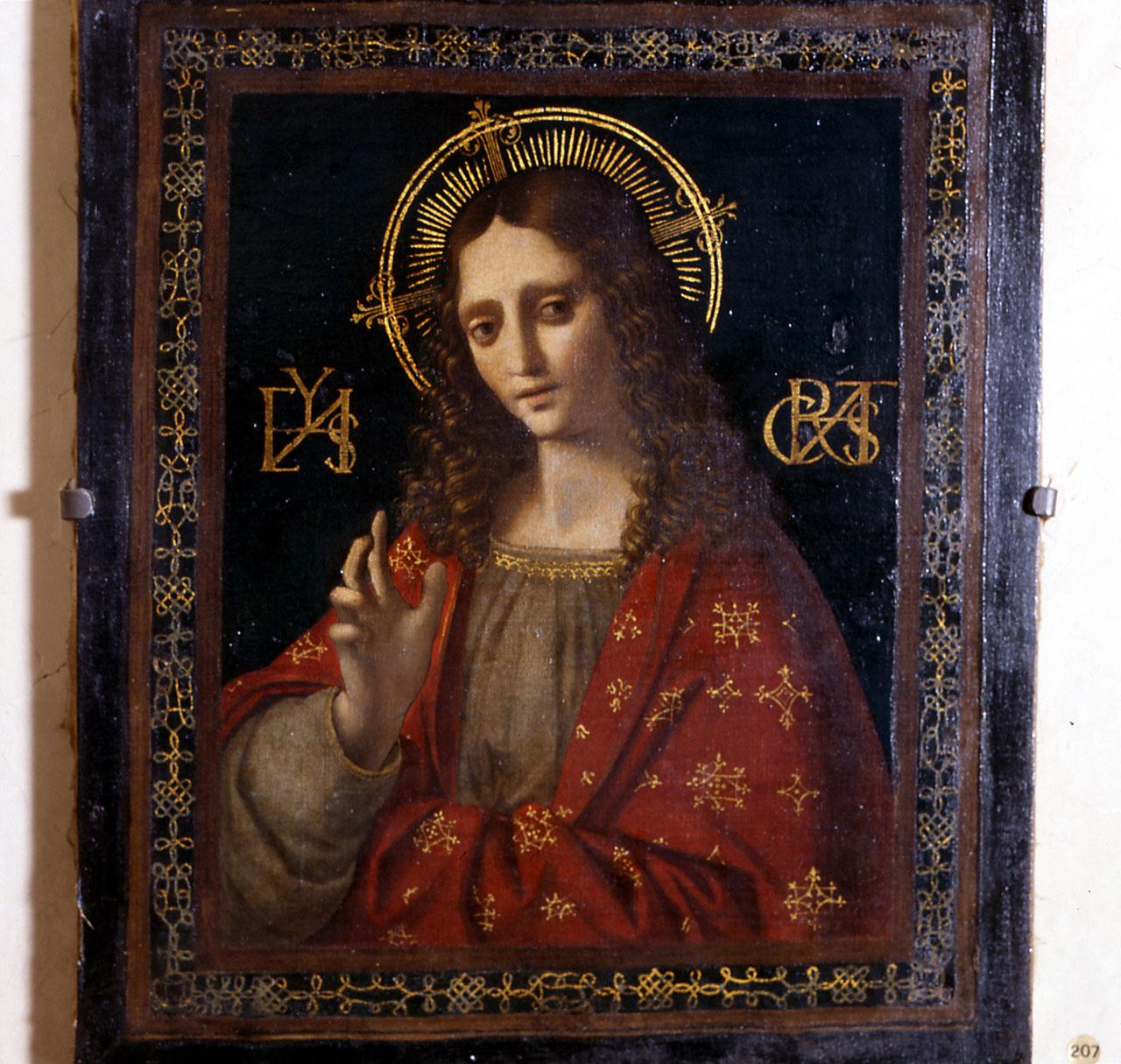 Cristo Salvatore (dipinto) di Marco d'Oggiono (attribuito) (sec. XVI)