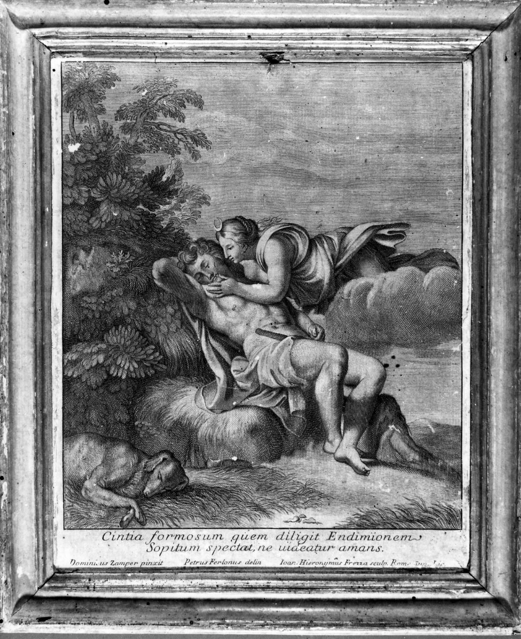 Diana ed Endimione (stampa) di Zampieri Domenico detto Domenichino, Frezza Giovanni Girolamo (sec. XVIII)