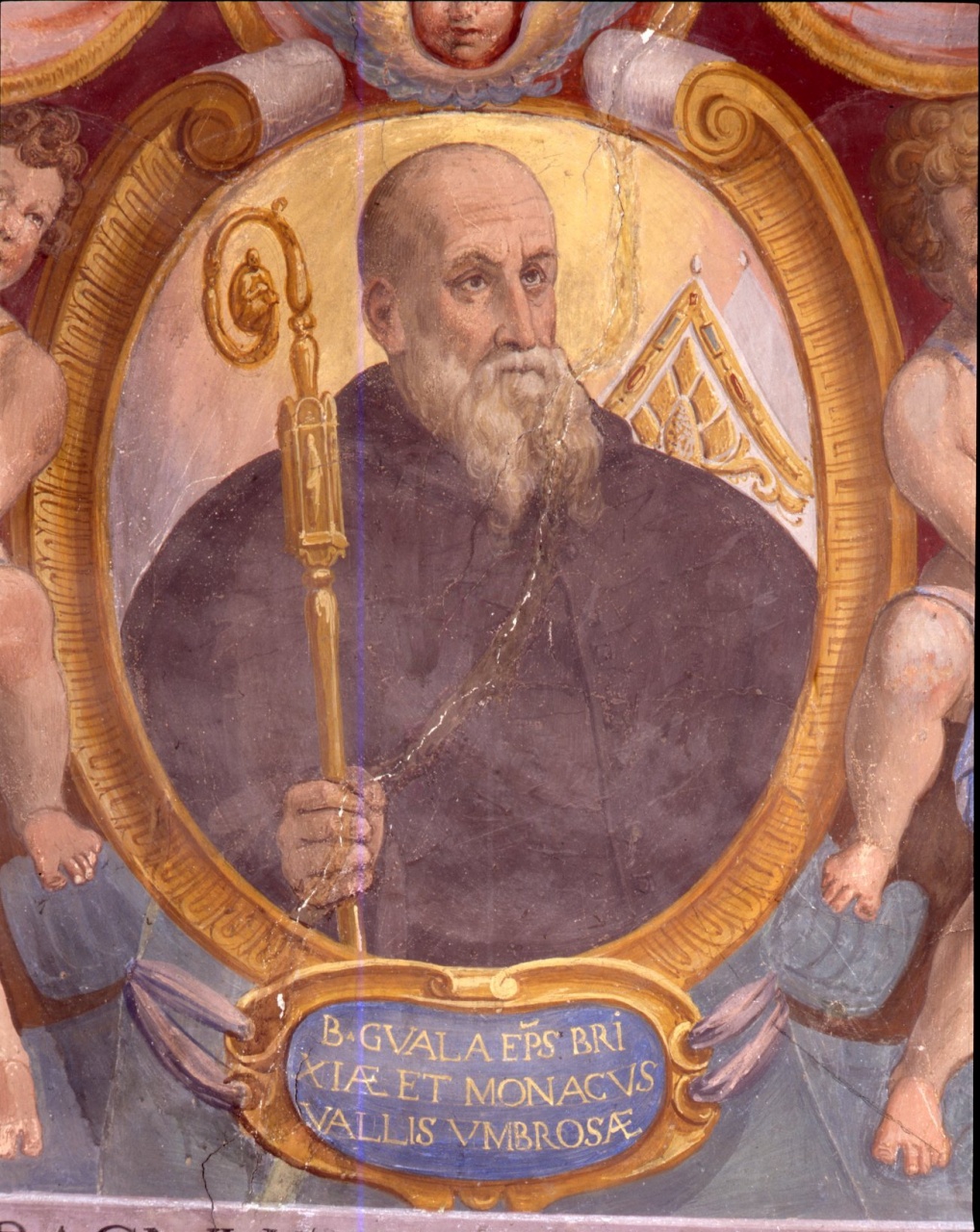 Beato Guala Vescovo (dipinto murale) di Barbatelli Bernardino detto Poccetti (scuola) (sec. XVI)