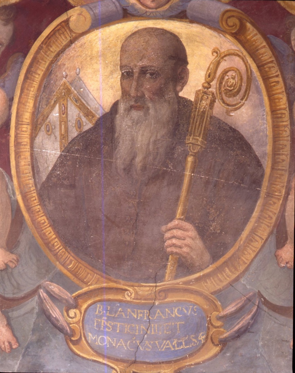 Beato Lanfranco Vescovo (dipinto murale) di Barbatelli Bernardino detto Poccetti (scuola) (sec. XVI)