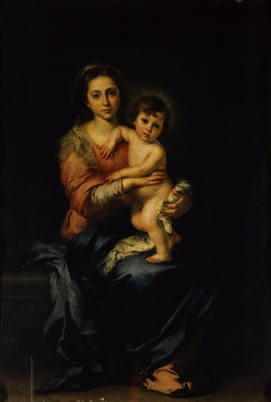 Madonna con Bambino (dipinto) di Murillo Bartolomè Esteban (sec. XVII)