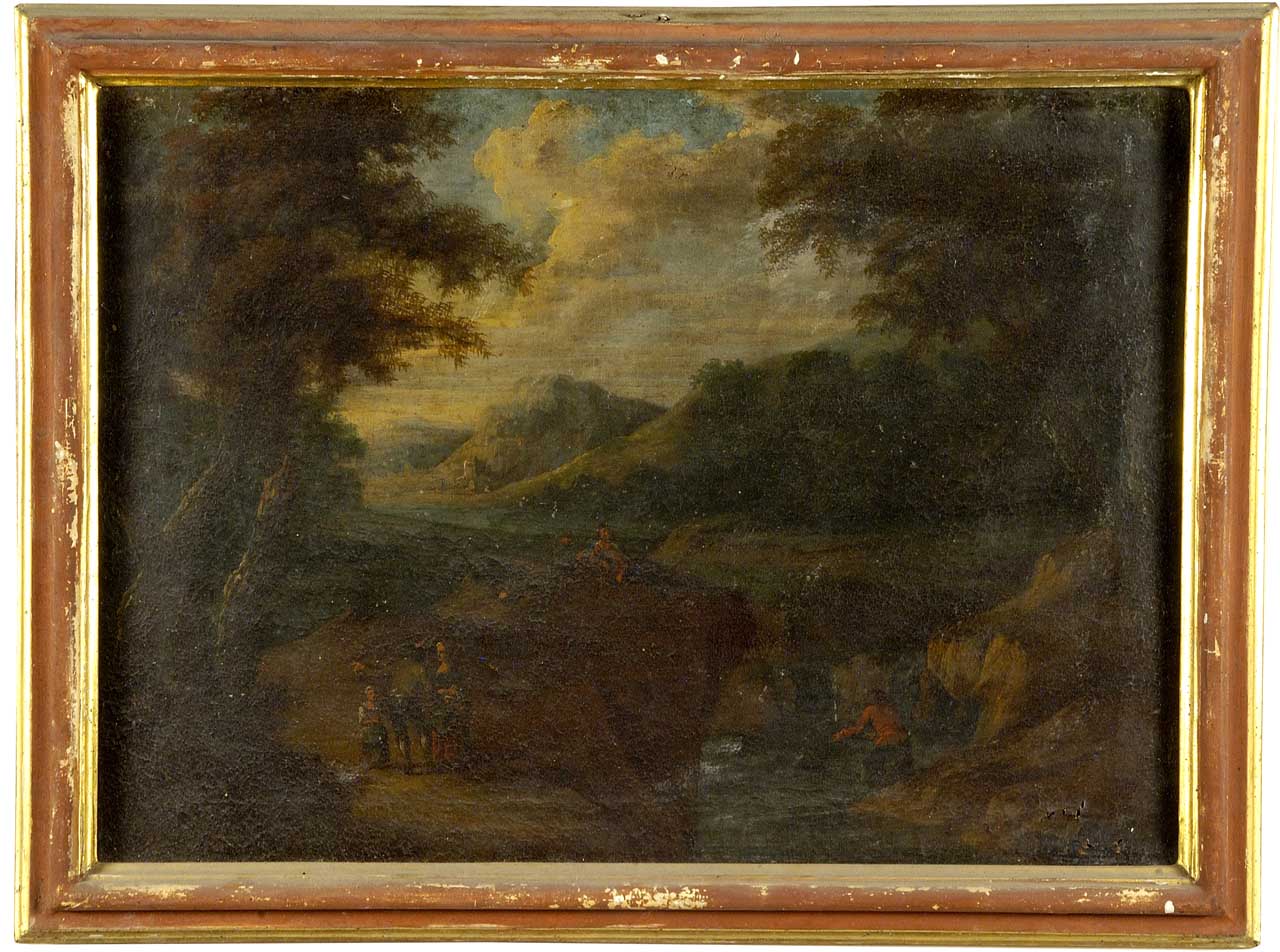 paesaggio con figure (dipinto) - ambito fiammingo (sec. XVII)