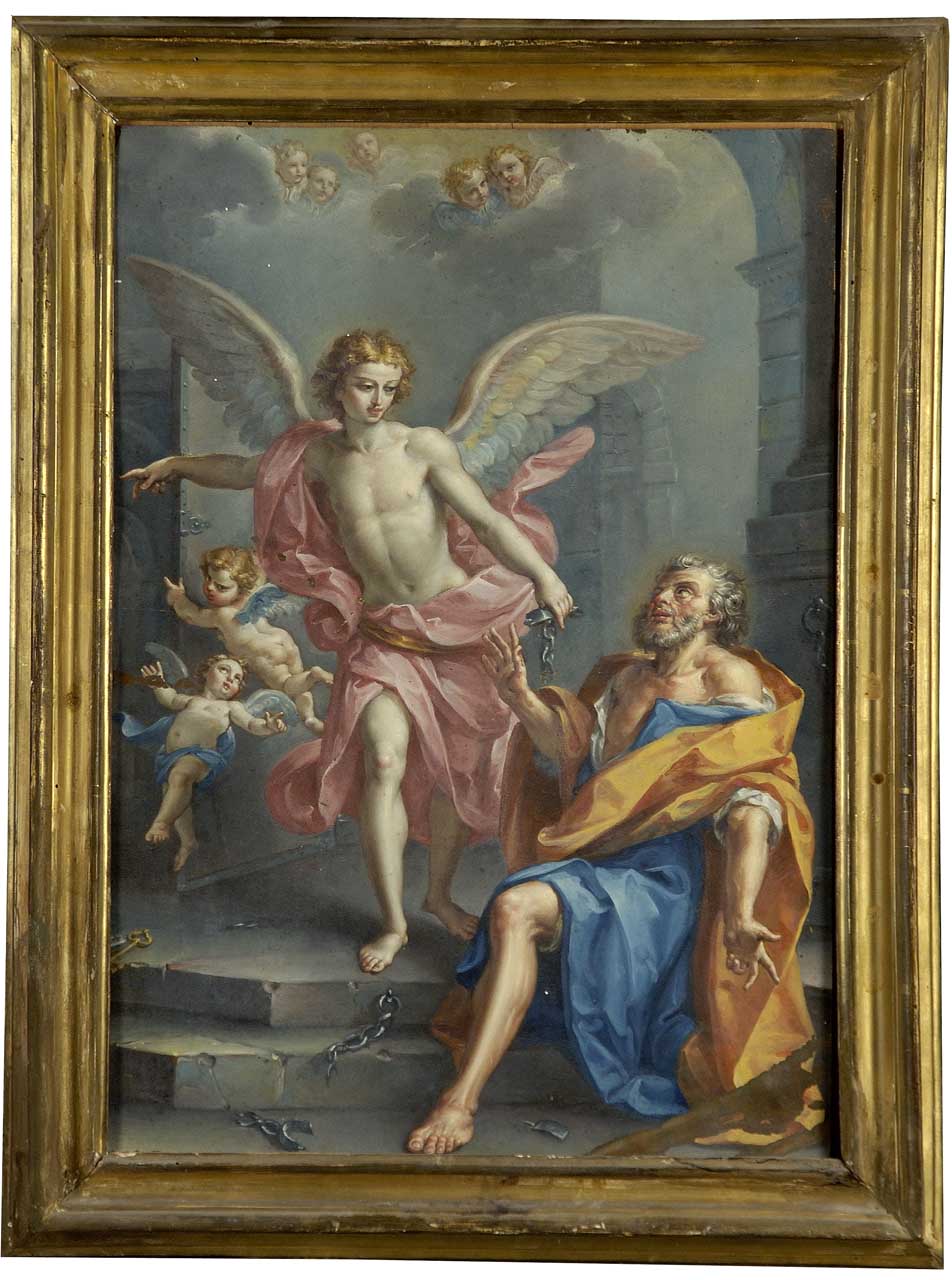 San Pietro liberato dal carcere da un angelo (dipinto) - ambito bolognese (sec. XVIII)