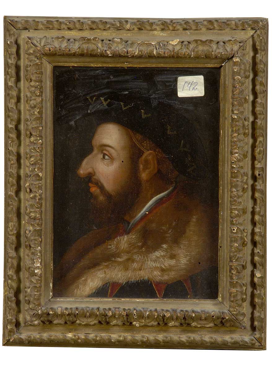 ritratto d'uomo di profilo (dipinto) - ambito tedesco (sec. XVI)