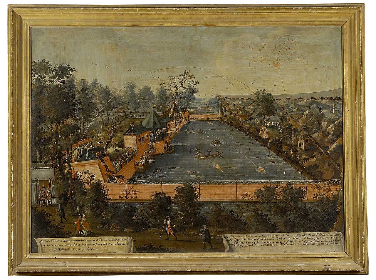 Caccia dell'Elettore Palatino (dipinto) di Schlachter Jacob (sec. XVIII)