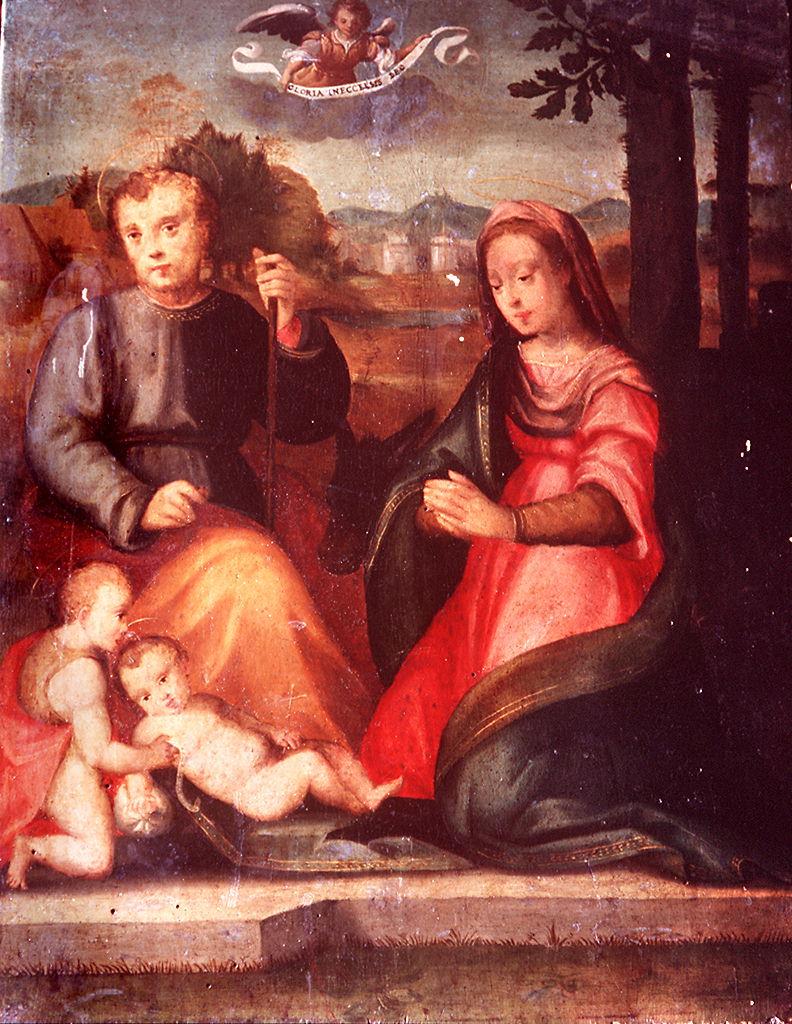 Sacra Famiglia con San Giovanni Battista bambino (dipinto) di Maestro di Volterra (attribuito) (primo quarto sec. XVI)