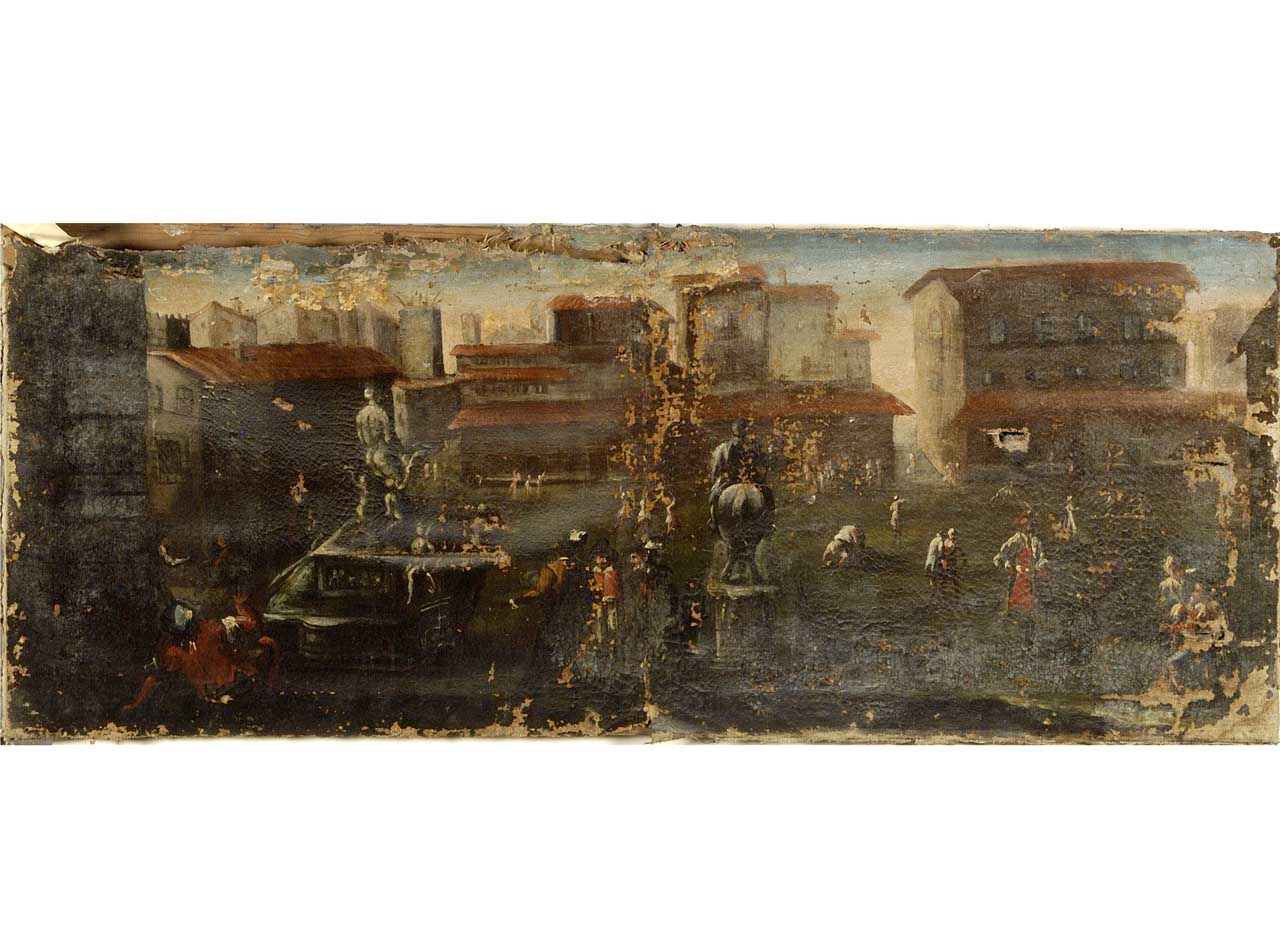 veduta di Piazza della Signoria a Firenze (dipinto) - ambito fiorentino (sec. XVIII)