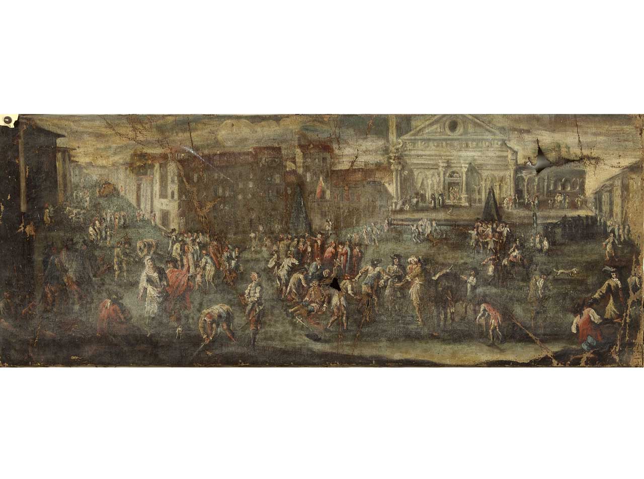 veduta di Piazza Santa Maria Novella a Firenze (dipinto) - ambito fiorentino (sec. XVIII)