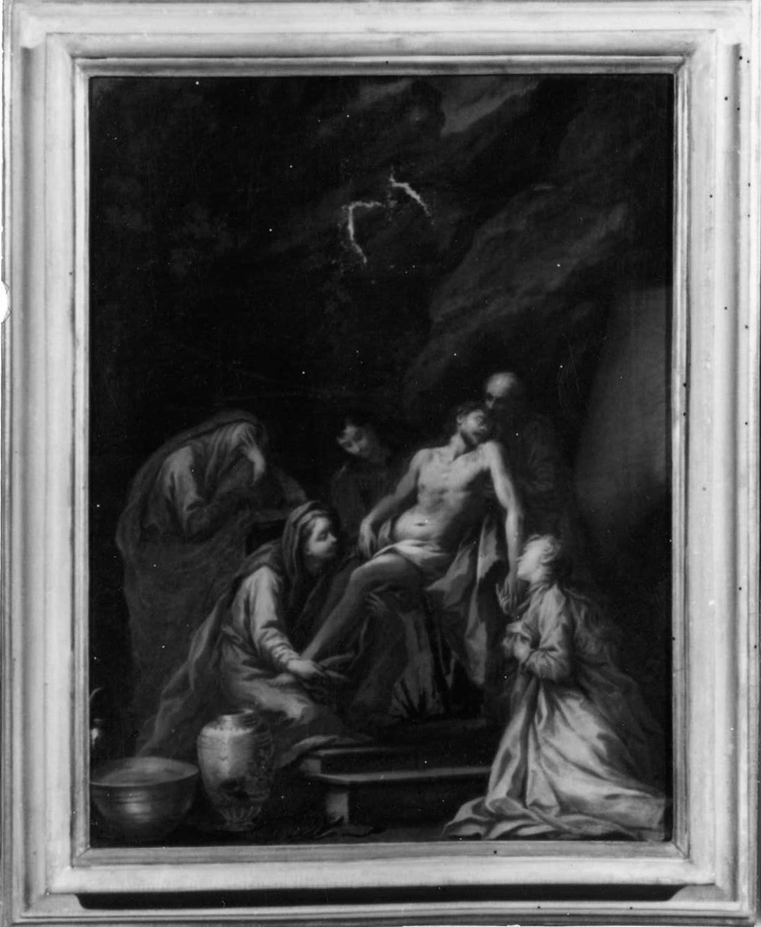 deposizione di Cristo nel sepolcro (dipinto) di Cinqui Giovanni (bottega) (primo quarto sec. XVIII)