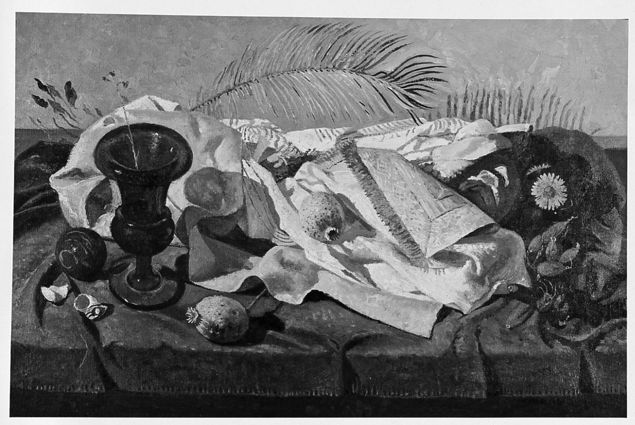Natura morta bianca e gialla, natura morta (dipinto) di Colacicchi Giovanni (prima metà sec. XX)