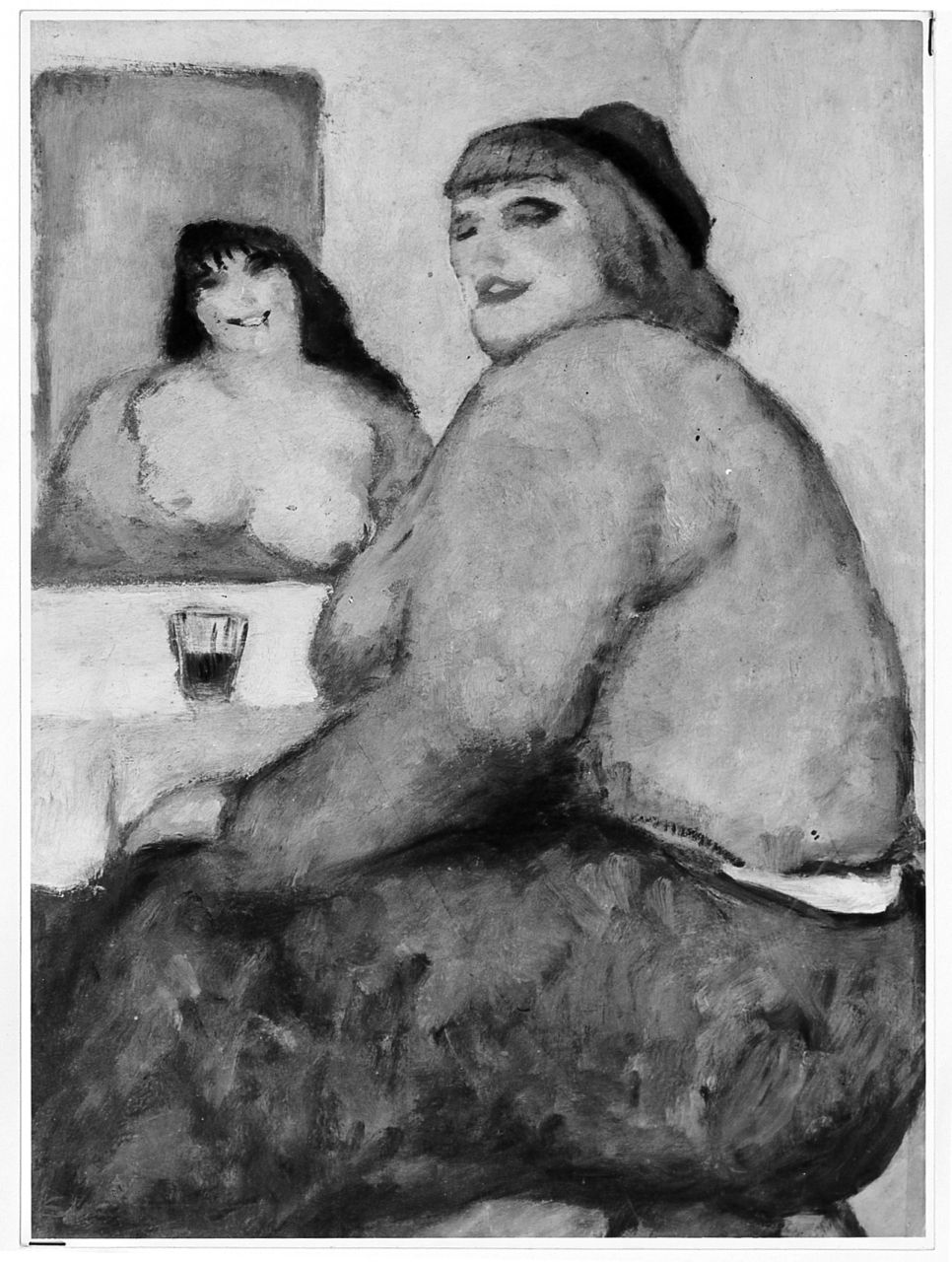 donna con bicchiere (dipinto) di Costetti Giovanni (sec. XX)