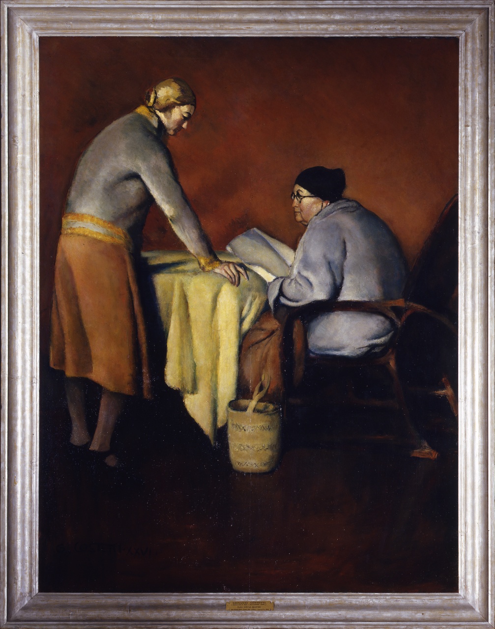 May con la madre, figure femminili (dipinto) di Costetti Giovanni (sec. XX)
