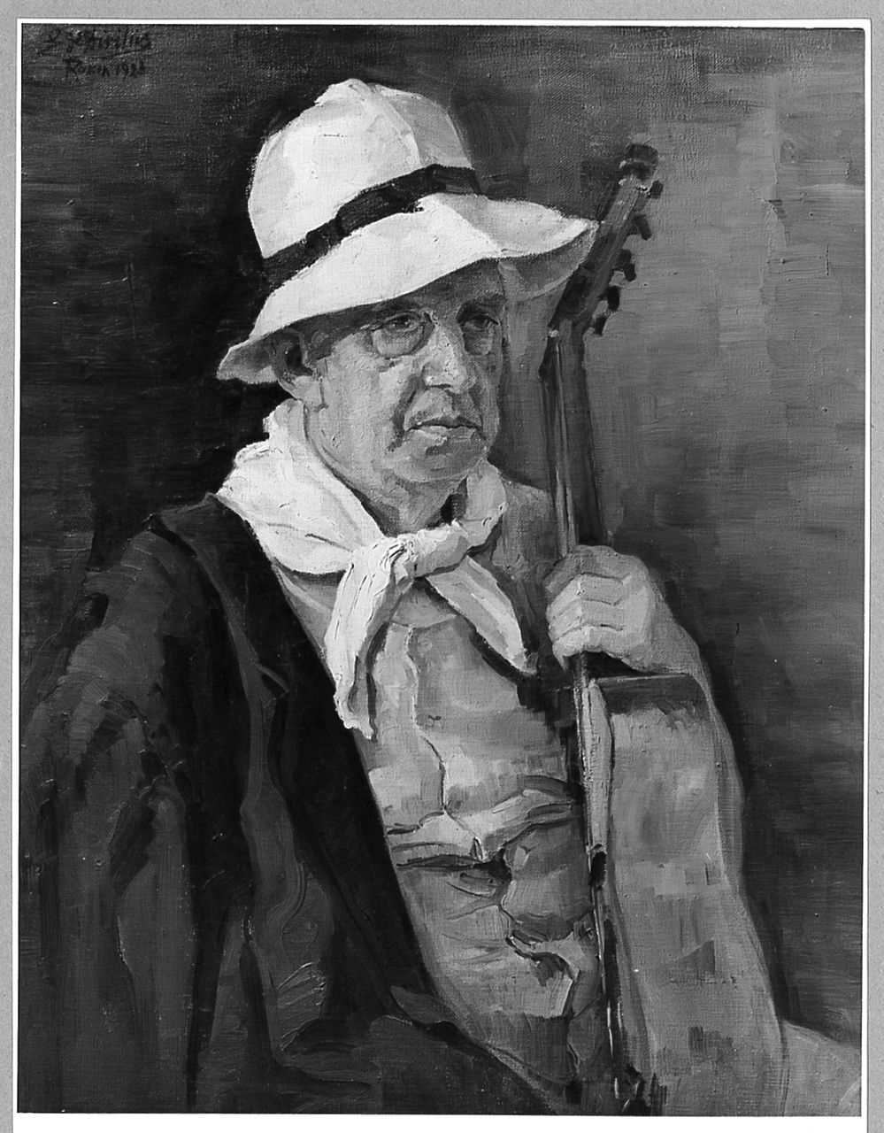 Il chitarraio, ritratto di uomo (dipinto) di De Divitiis Emilia (sec. XX)