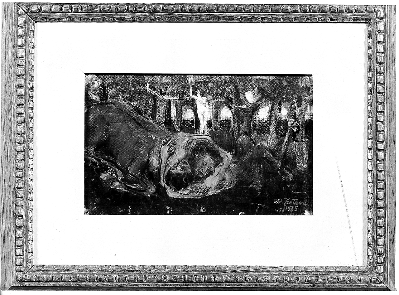 lotta di satiro e centauro (dipinto) di Fratoni Otello (sec. XX)