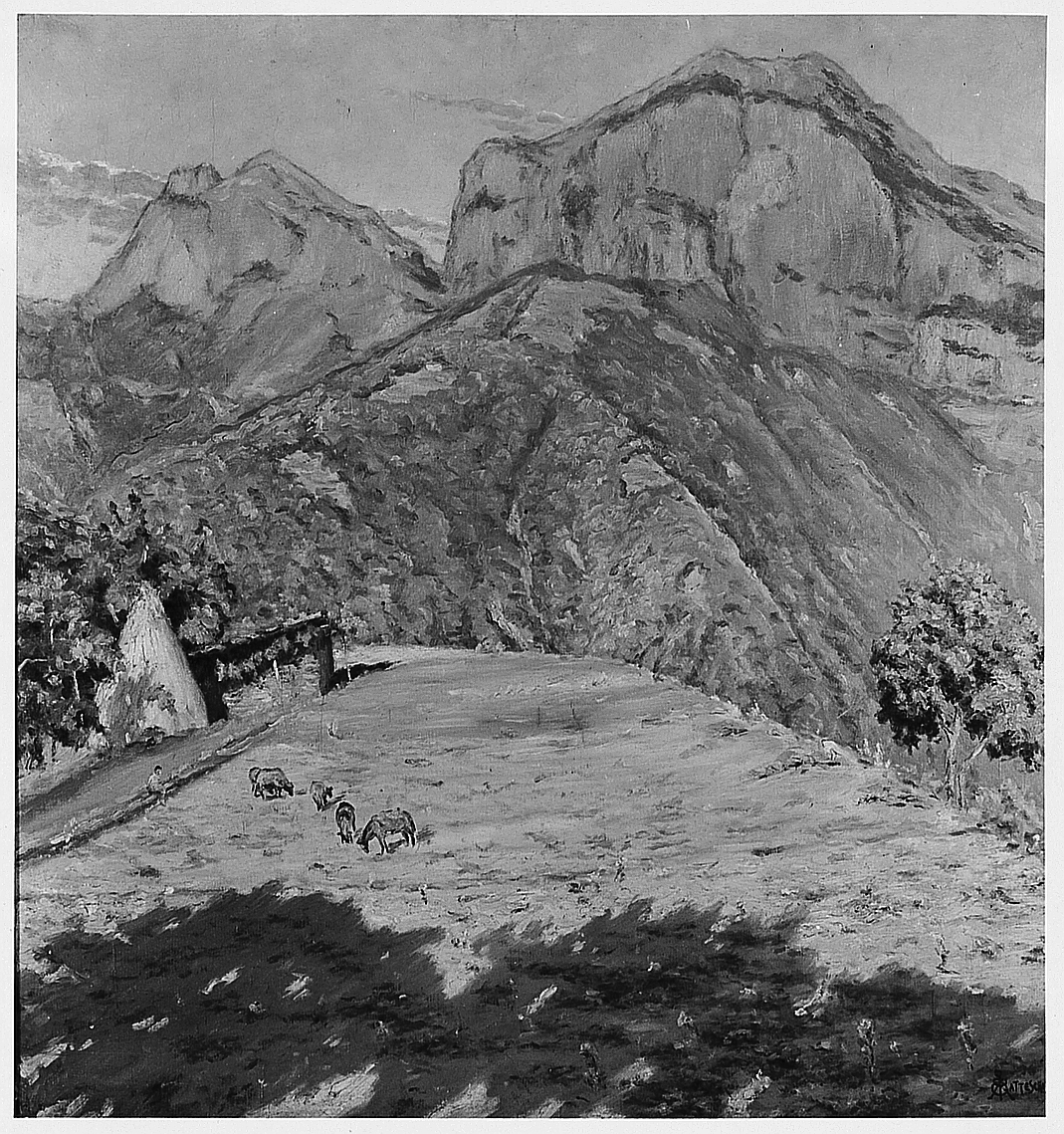 Vette (Alpi Apuane), paesaggio montano (dipinto) di Gatteschi Roberto Pio (sec. XX)
