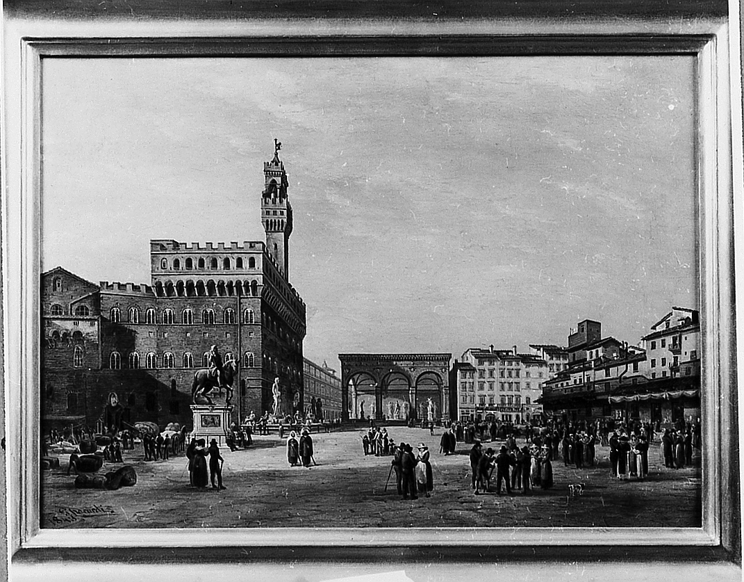 piazza della Signoria (dipinto) di Gherardi Gaspero Maria Francesco Giuseppe (sec. XIX)