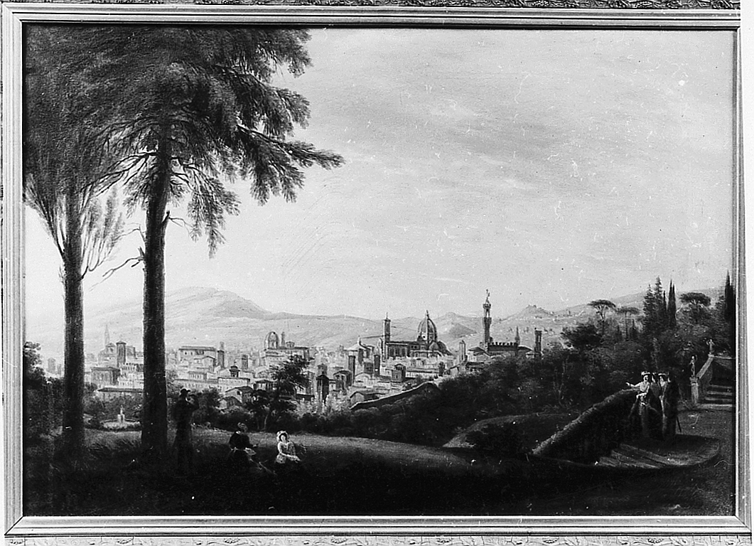 Veduta di Firenze da Boboli, paesaggio (dipinto) di Gherardi Gaspero Maria Francesco Giuseppe (sec. XIX)