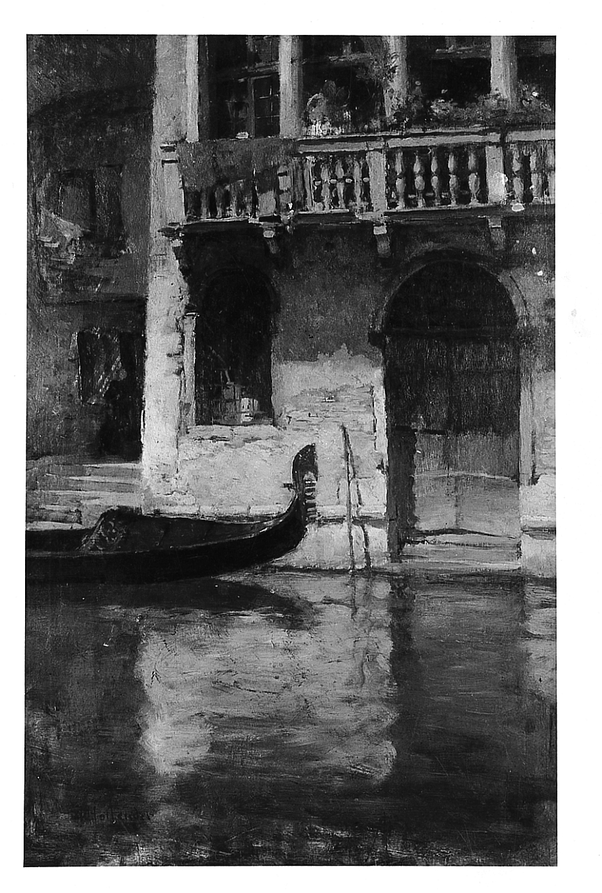La gondola, paesaggio (dipinto) di Hollaender Alfonso (sec. XX)