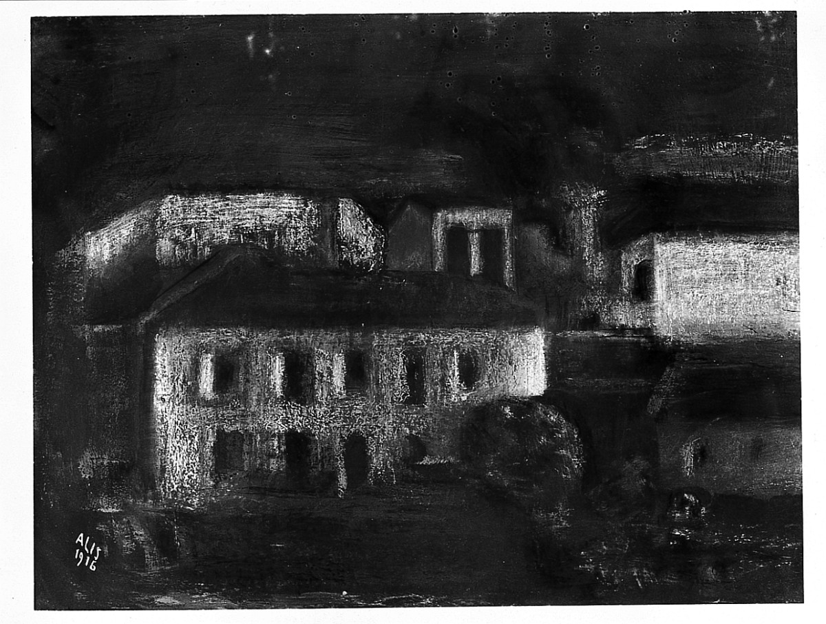 Case di Burano, veduta di Burano (dipinto) di Levi Alis (sec. XX)