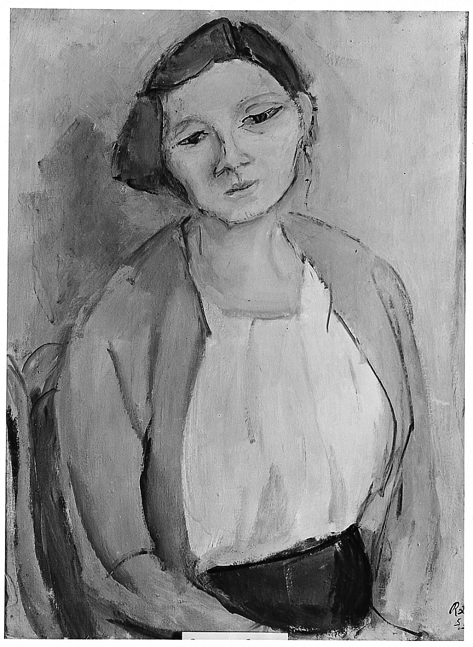 Ritratto della moglie, figura femminile (dipinto) di Lupo Renzo (sec. XX)