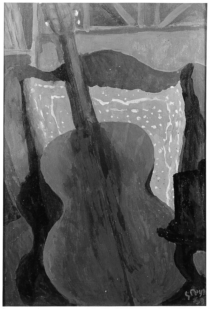 La signora si riposa, chitarra (dipinto) di Peyron Guido (sec. XX)