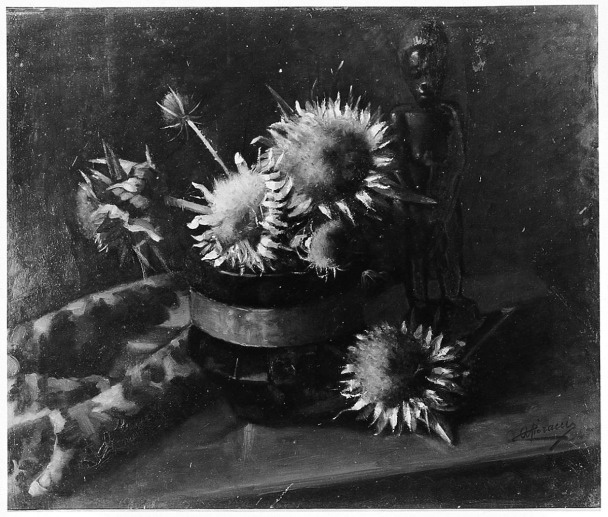 vaso con fiori (dipinto) di Pieracci Alfredo (sec. XX)