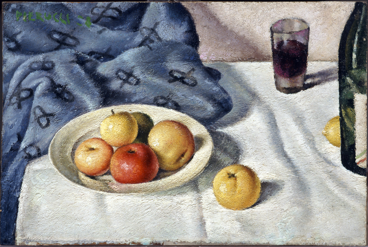 natura morta con frutta (dipinto) di Pierucci Giulio (sec. XX)