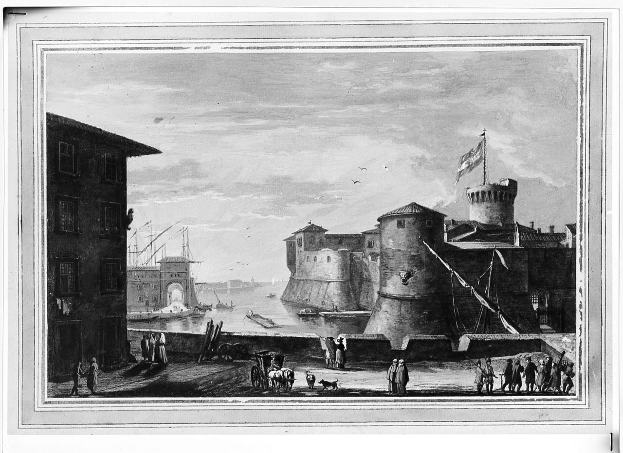 veduta di Livorno dalla Fortezza Vecchia (dipinto) di Terreni Giuseppe Maria (fine sec. XVIII)