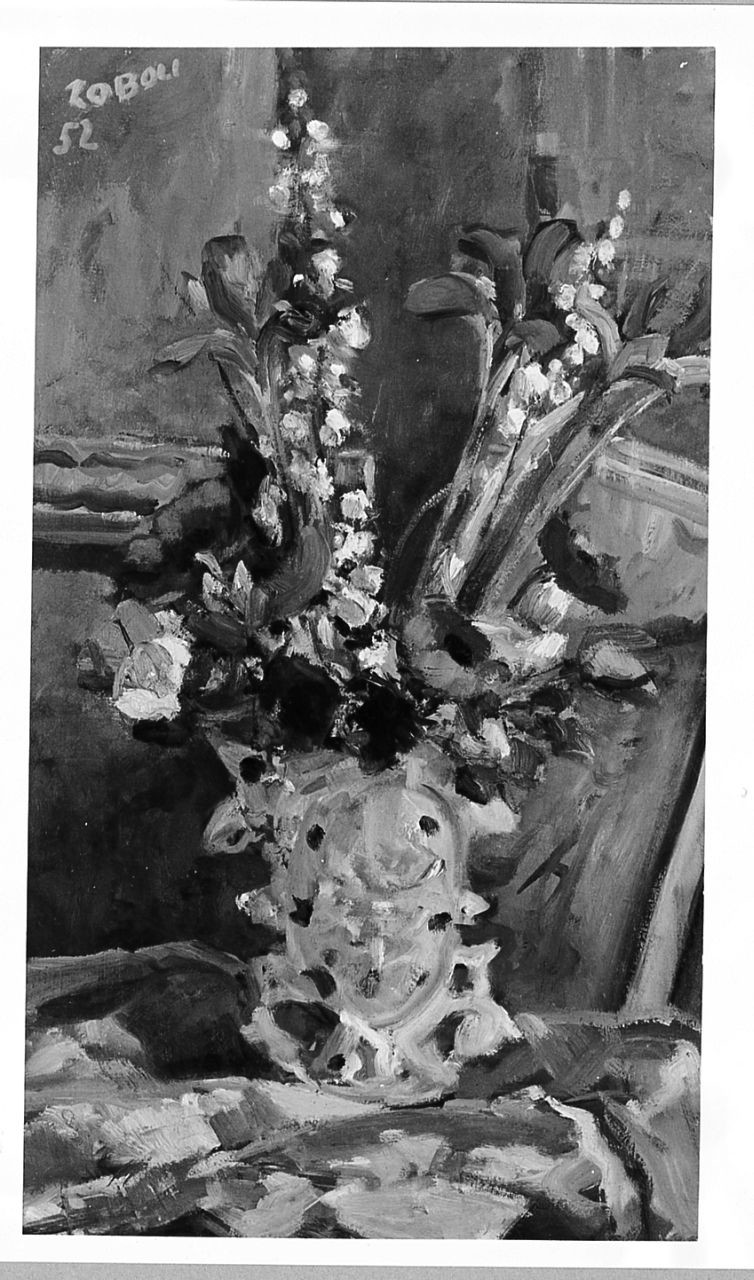 vaso con fiori (dipinto) di Zoboli Augusto (sec. XX)