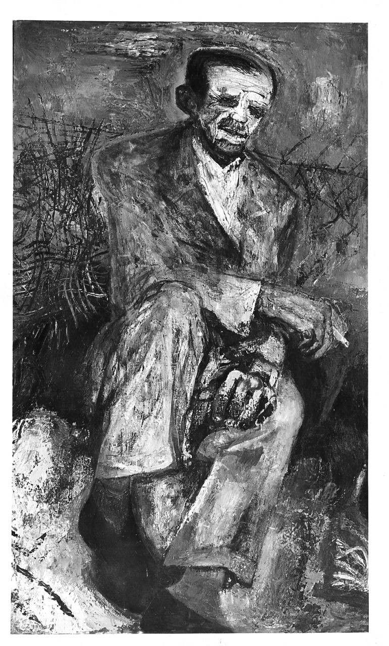 Ritratto di mio padre, figura maschile seduta (dipinto) di Zigaina Giuseppe (sec. XX)